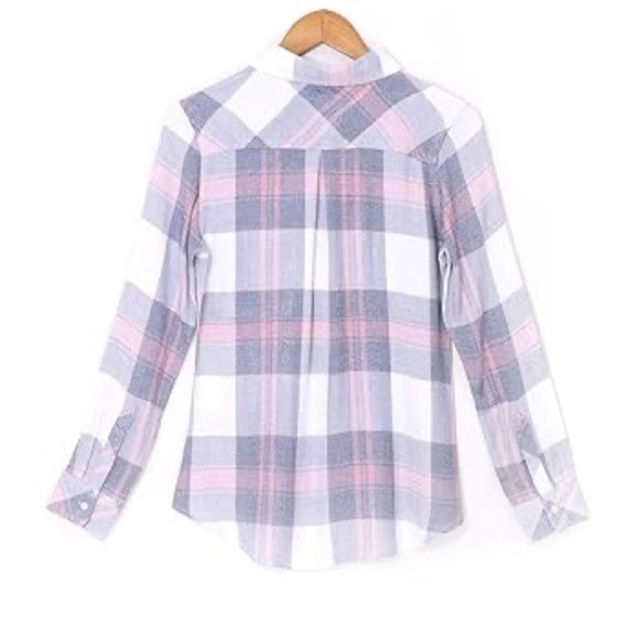 Rails Super Soft Hunter Plaid Button Down Shirt Gray White Pink Size Small - Picture 10 of 11